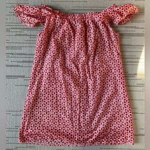 Ellison Pink & White Eyelet Design Size Large Off The Shoulder Mini Sundress
